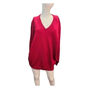 Drumohr Scottish Lambswool Red V Neck Sweater Vintage 80's Mens Size Large